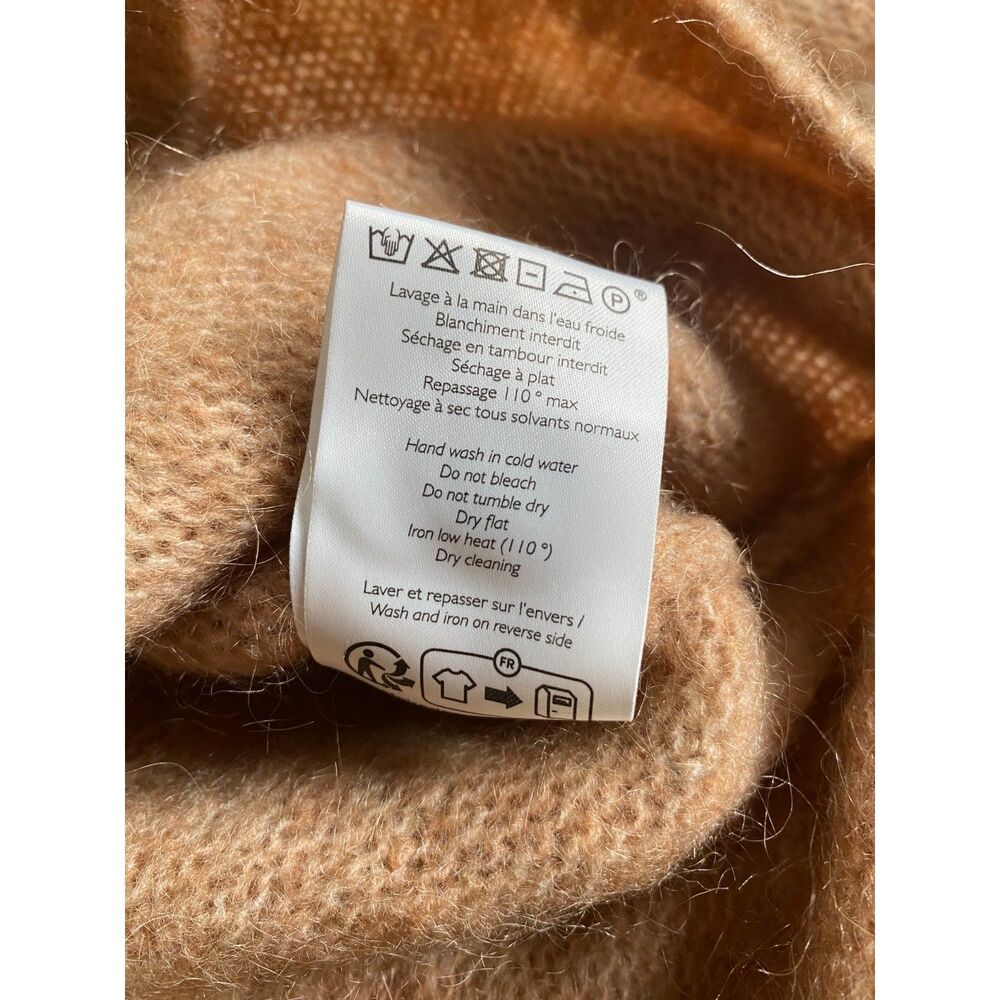 Sézane Mia Mohair La Maille Camel Brown Knit Cardigan XS Frill Ruffle Cuff - Picture 13 of 14